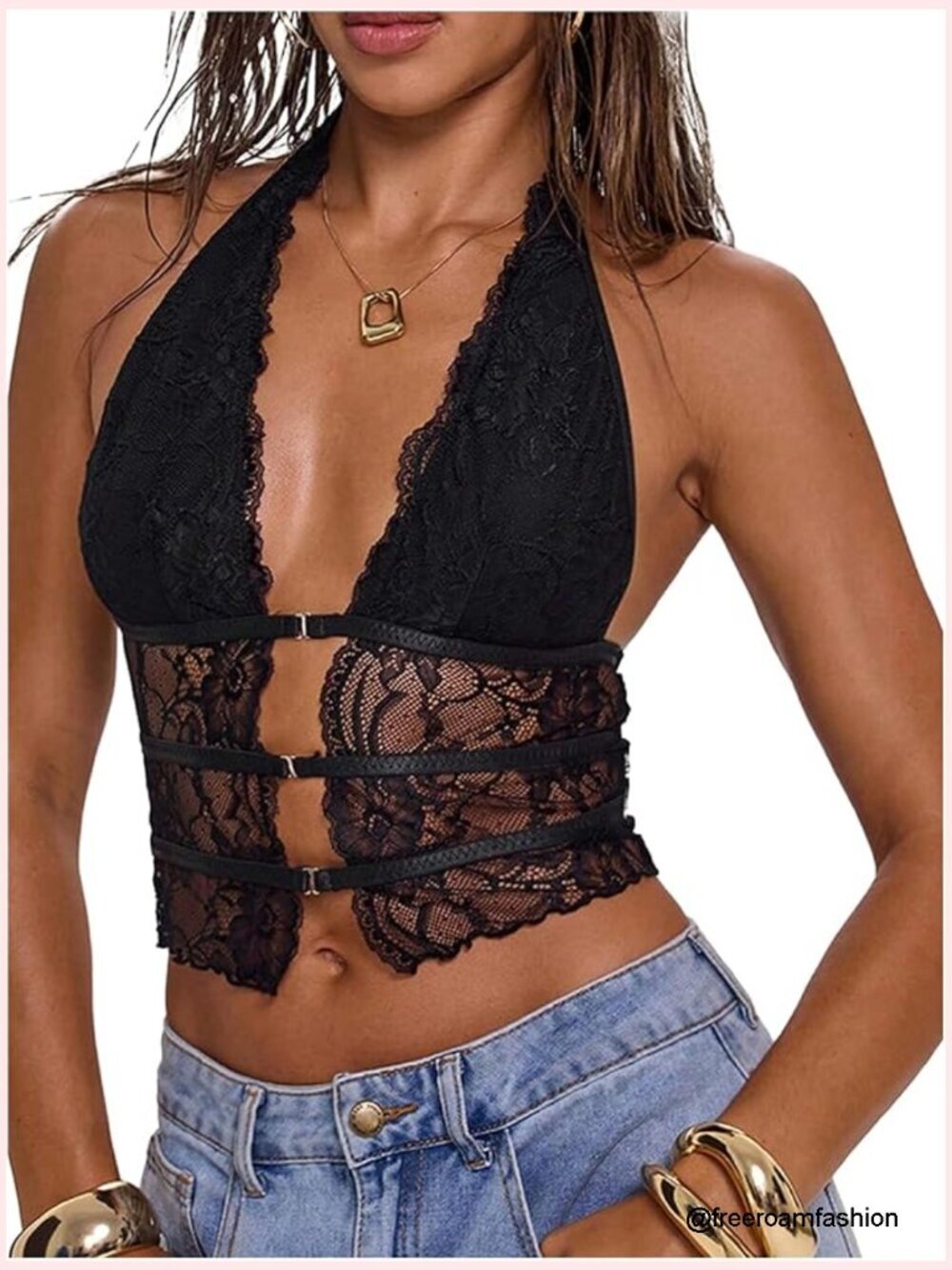 Y2k Goth Sheer Lace Halter Crop Top Going Out Camisole